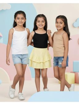 Nusyl - Girl White and Black and Beige Solid Camisoles (Pack of 3)