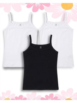 Nusyl - Girl White and Black and White Solid Camisoles (Pack of 3)