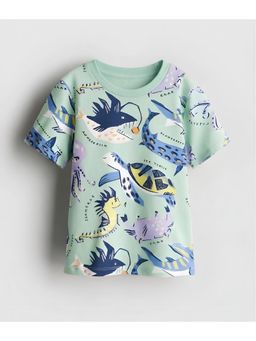 Googo Gaaga - Green Boys Cotton Avengers Printed Round Neck Half Sleeve T-shirt