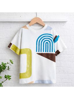 Googo Gaaga - White Boys Cotton Printed Round Neck Half Sleeve T-shirt