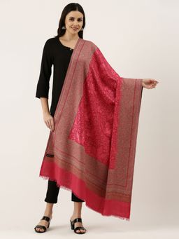 Pashmoda - Women Pink Woven Design Jamawar Shawl