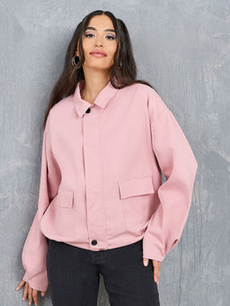 Styli - Women Pink Solid Regular Fit Light Weight Jacket