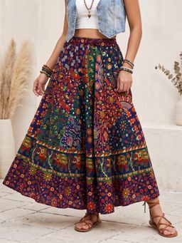 BOHOLYFE - Women Forest Multicolor Boho Maxi Skirt