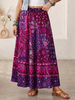 BOHOLYFE - Women Plum Mirage Bohemian Skirt