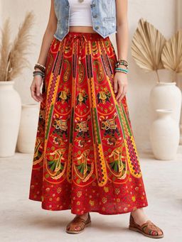 BOHOLYFE - Women Paprika Parade Boho Maxi Skirt