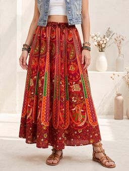 BOHOLYFE - Women Rustic Ember Boho Maxi Skirt