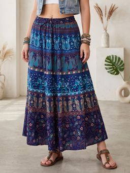 BOHOLYFE - Women Azure Spirit Boho Maxi Skirt