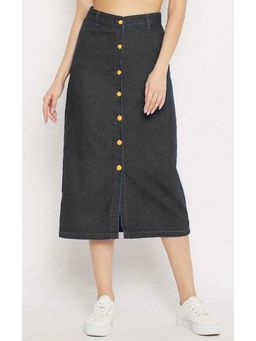 Tripursundari Fashion - Washed Black Straight Long Denim High Waist Skirt
