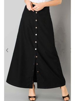 Tripursundari Fashion - Black A-Line Full-Length Denim High Waist Plain Skirt