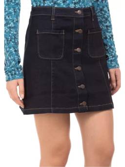 Tripursundari Fashion - Washed Black Mini Denim High Waist Straight Fit Button Front Skirt