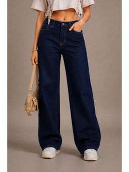 VBEAUTI - Women Navy Blue Straight Leg Streatchable High Rise Jeans