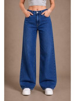 VBEAUTI - Women Blue Straight Leg Streatchable High Rise Jeans