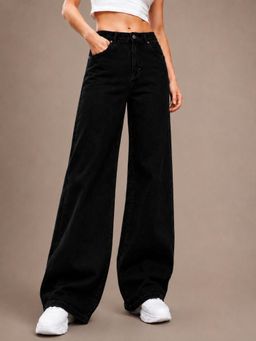 VBEAUTI - Women Black Straight Leg Streatchable High Rise Jeans