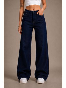 VBEAUTI - Navy Blue Women Straight Leg Streatchable High Rise Jeans