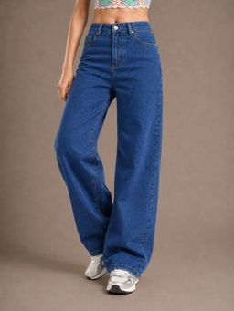 VBEAUTI - Blue Women Straight Leg Streatchable High Rise Jeans
