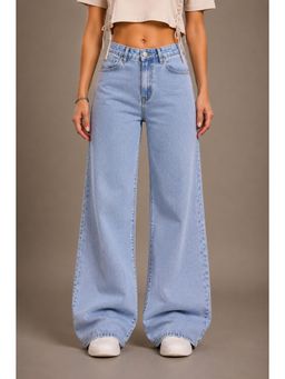 VBEAUTI - Ice Blue Women Straight Leg Streatchable High Rise Jeans
