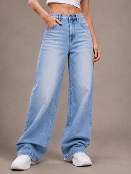 VBEAUTI - Tint Ice Blue Women Straight Leg Streatchable High Rise Jeans