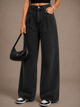 VBEAUTI - Women Straight Leg Solid High Rise Black Jeans