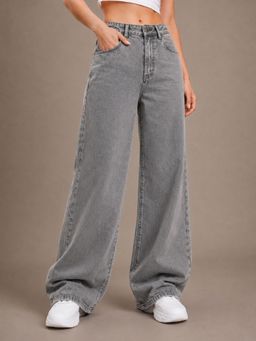 VBEAUTI - Women High Rise Grey Straight Leg Streatchable Jeans