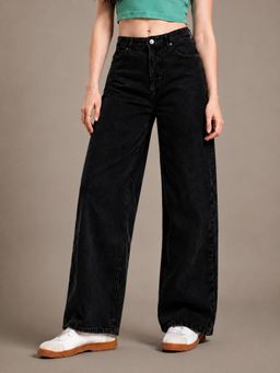 VBEAUTI - Women Straight Leg Streatchable High Rise Black Jeans