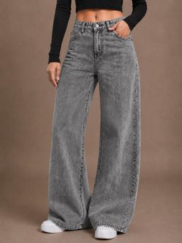 VBEAUTI - Grey Straight Leg Streatchable High Rise Women Jeans