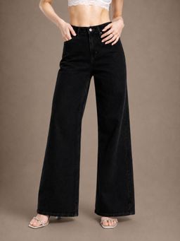 VBEAUTI - Black Straight Leg Streatchable High Rise Women Jeans