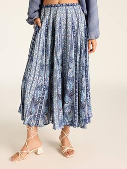 Label Ritu Kumar - Women Blue Rosemond Midi Skirt