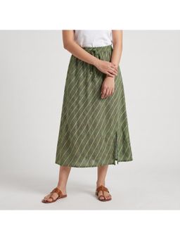 Zuri - Women's Green Printed Chiffon Midi Skirt