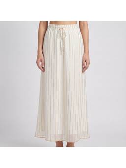 Zuri - Women's White Gold Midi Skirt
