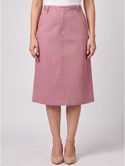 Zuri - Women's Rose Pink Casual Midi Skirt