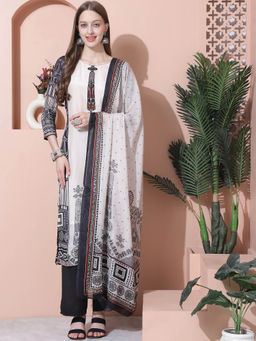 Stylee LIFESTYLE - Multi Muslin Embroidered Unstitched Salwar Suit (Set of 3)