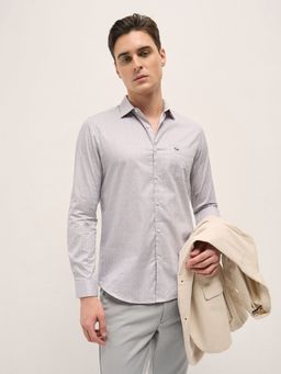 The Bear House - Men Purple Cotton Printed Tailored Fit Formal Shirt