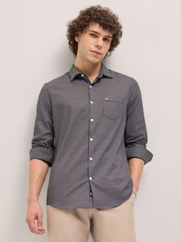 The Bear House - Men Black Cotton Printed Tailored Fit Formal Shirt