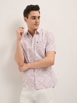 The Bear House - Men Pink Cotton Printed Relaxed Fit Shirt