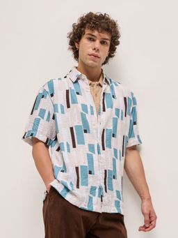The Bear House - Men Multi-Color Abstract Printed Casual Shirt