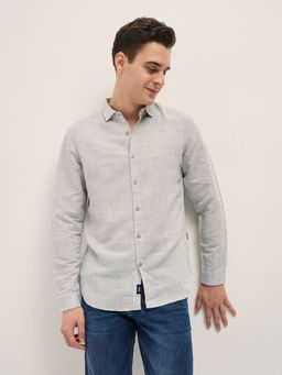 The Bear House - Men Grey Striped Slim Fit Shirt