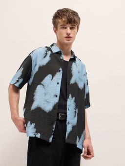 The Bear House - Men Black Abstract Printed Casual Shirt