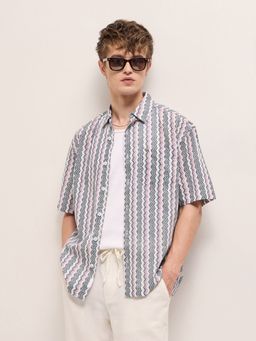 The Bear House - Men Multi-Color Cotton Printed Casual Shirt