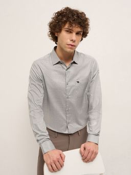 The Bear House - Men Grey Printed Tailored Fit Formal Shirt