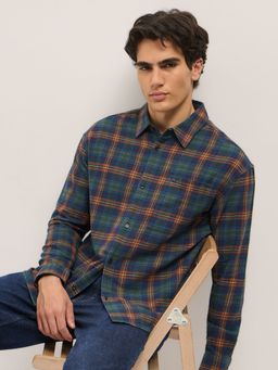 The Bear House - Men Multi-Color Cotton Checked Relaxed Fit Overshirt
