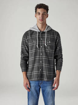 Levi's - Men Charcoal Checkered Relaxed Fit Shirt