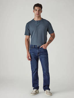 Levi's - Men Dark Blue Slim Straight Fit Mid Rise Jeans