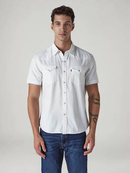 Levi's - Men White Solid Slim Fit Denim Shirt