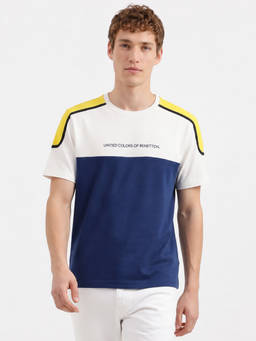 United Colors of Benetton - Men Multi Color Round Neck Colorblocked T-Shirt