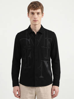 United Colors of Benetton - Men Black Slim Fit Spread Collar Printed Shirt