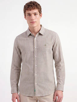 United Colors of Benetton - Men Beige Regular Fit Spread Collar Striped Shirt