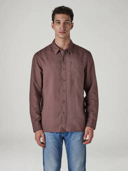 Levi's - Men Brown Solid Slim Fit Linen Shirt