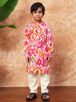 Readiprint - Orange Abstract Kurta and Pyjama (Set of 2)