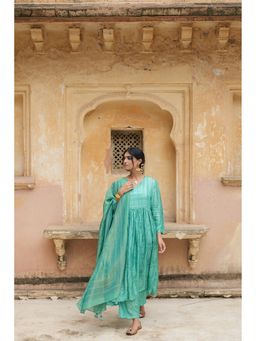 Naav - Women's Saanjh Teal Paisley Kurta with Pant and Dupatta