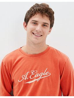 American Eagle - Mens Pink Super Soft Long-sleeve Graphic T-shirt